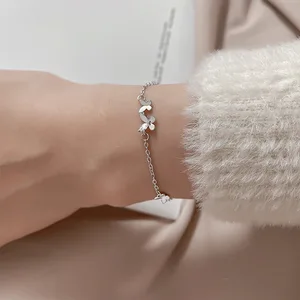 Ventfille 925 سوار فراشة فضي مرصع بالماس نساء أزياء مزاج زهرة سوار قابل للتعديل أفضل 6 أساور مقلدة للمبيعات TOES - No2