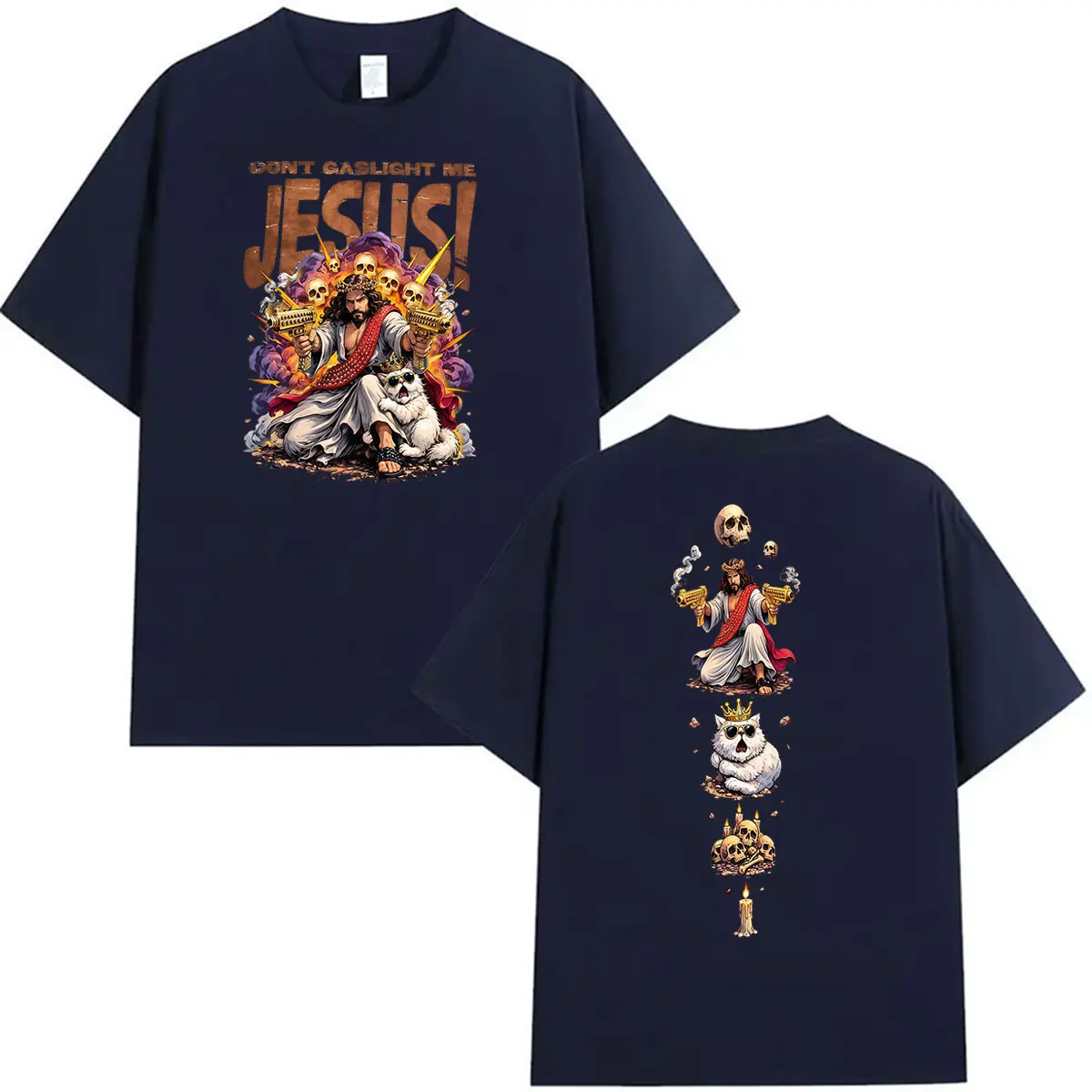Jesus Don't Gaslight Me Grafik-T-Shirts, Dungeon Crawler Carl Game Player T-Shirt, Herren-T-Shirt im Vintage-Stil, modische Baumwoll-Kurzarm-T-Shirts – Detail 7