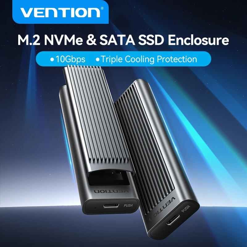 

Vention M.2 SSD NVMe SATA Case Dual Protocol Enclosure Adapter USB 3.2 Gen2 10Gbps Enclosure for Laptop Phone Cooling Protection