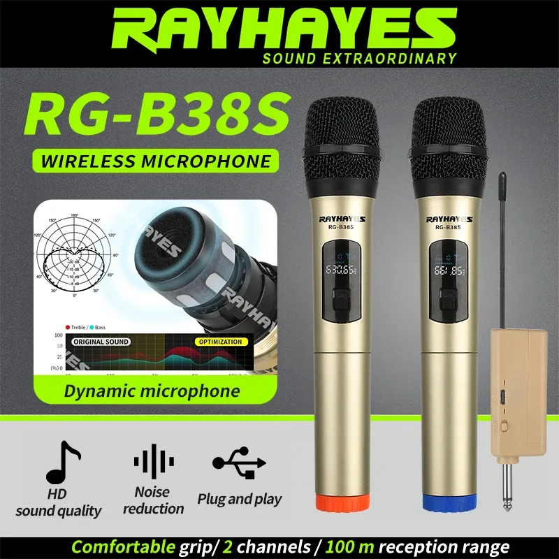 

RAYHAYES RG-B38S Professional Handheld Wireless Microphone with High-Definition Display Suitable for Karaoke Stage Performances