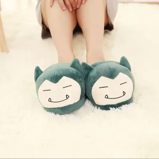 Pokemon Gengar Snorlax Winter Slippers Bottom Soft Insole Home Shoes Thick Slippers Indoor Non-slip Comfortable Slippers