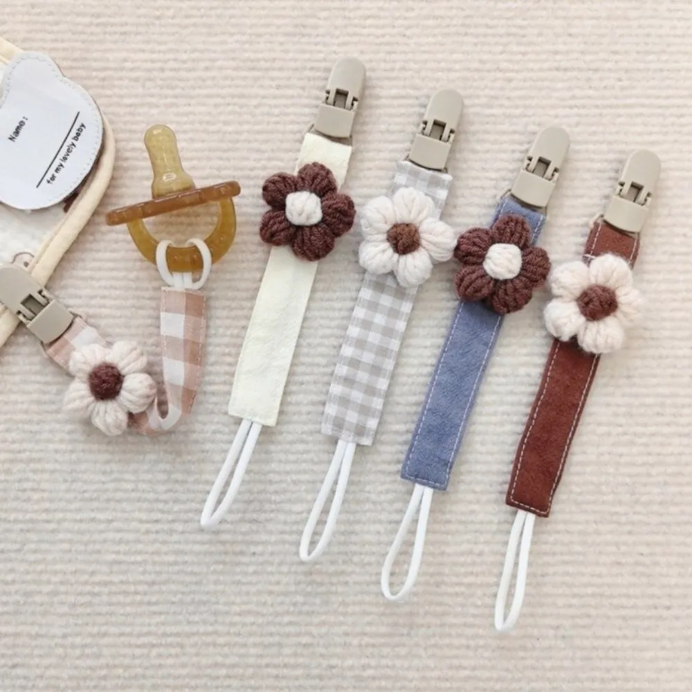 

Charm Cute Flower Dummy Nipple Holder Plaid Plastic Baby Pacifier Chain Anti-drop Colorful Embroidery Pacifier Clips Toddler