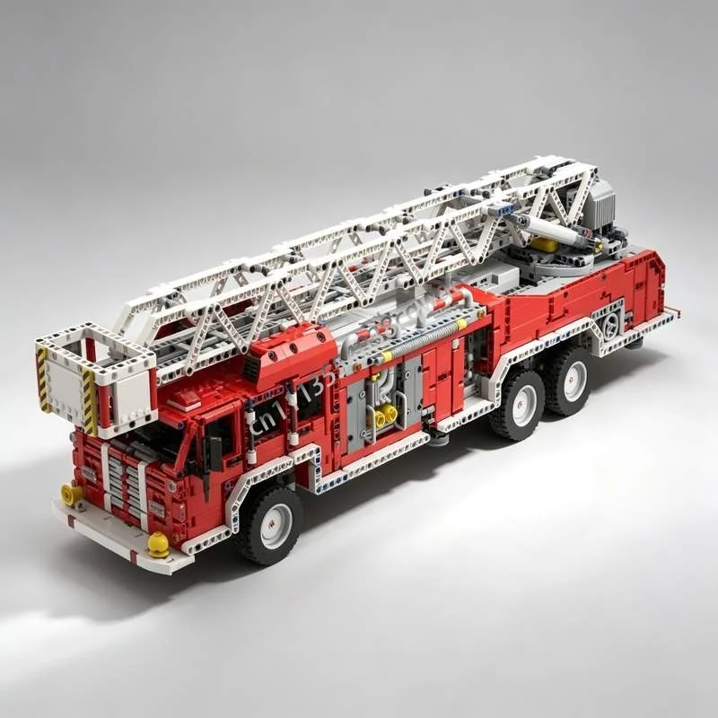 3502PCS Fire Engine Ladder Truck Emergency Vehicle Building Blocks Model Custom Puzzle DIY Assembly Toy Collection Special Gift
