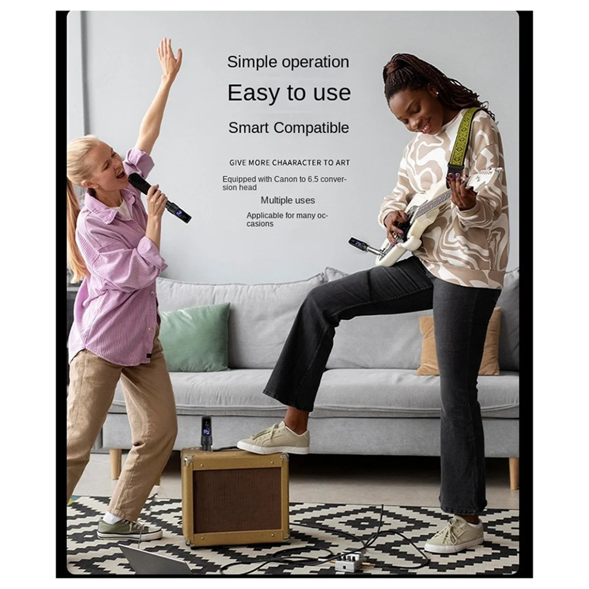 SMIEA Новая система адаптеров 2,4G XLR, беспроводной микрофонный передатчик, приемник, подходит для динамического микрофона, гитарного аудиомикшера