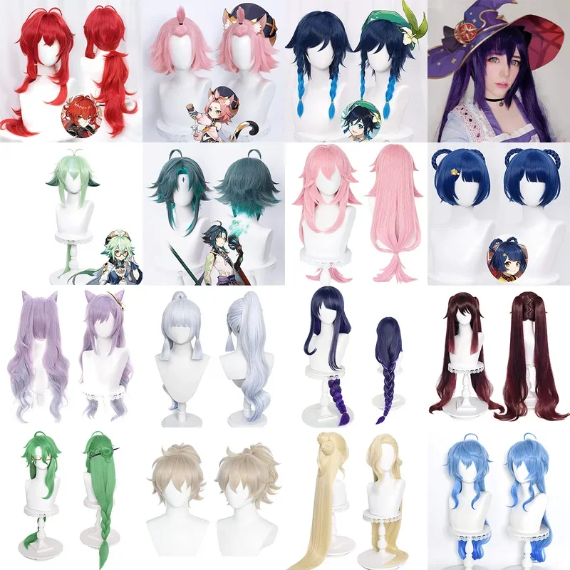 Genshin Impact Twenty Diluc Zhongli Xiao Kaeya Ganyu Barbara HuTao Aether Tartaglia Klee Ningguang Cosplay Wigs Wig Cap