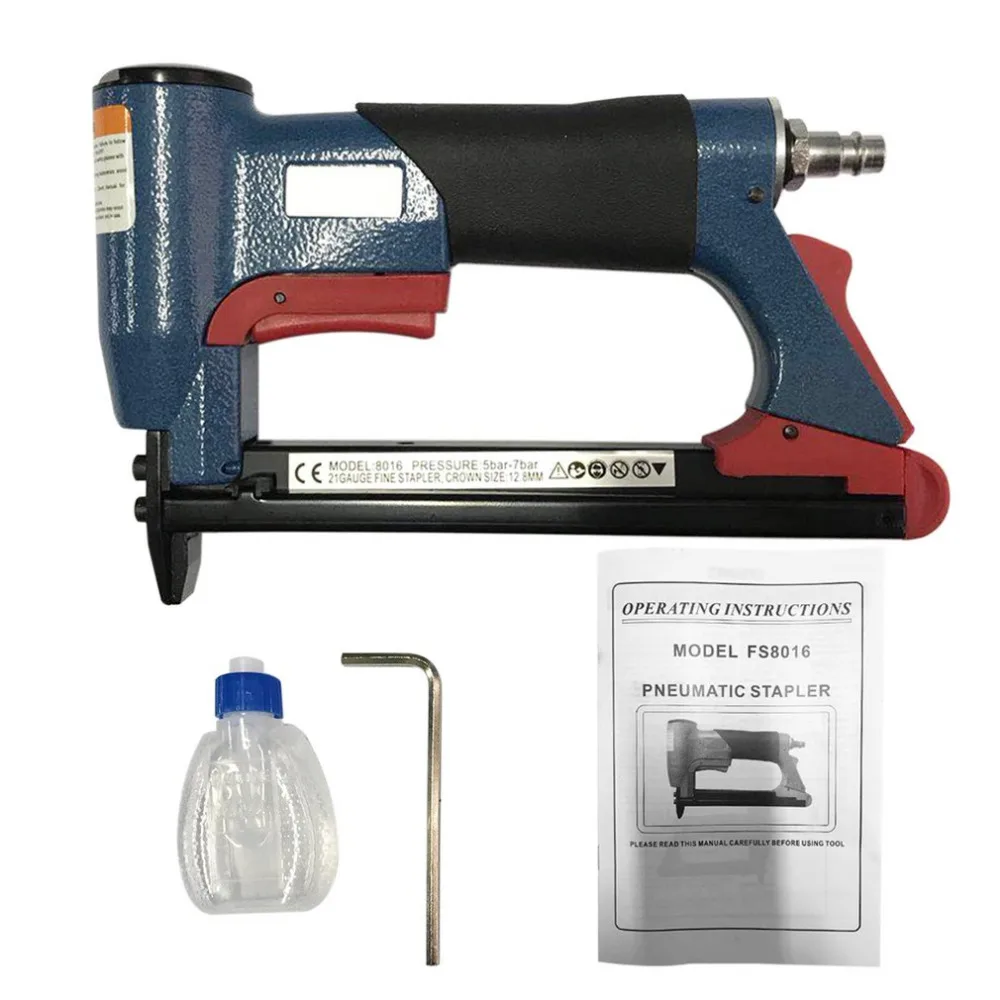 

1/2 Inch Fine Crown Pneumatic Nail Stapler - 4-16mm Capacity, Durable Metal Body for Woodworking & DIY Projects