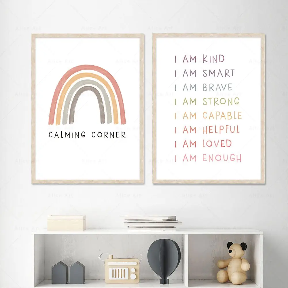 Feelings Canvas Poster Calming Techniques Emotions Chart Print Affirmation for Kids Wall Art Picture Montessori Homeschool Decor