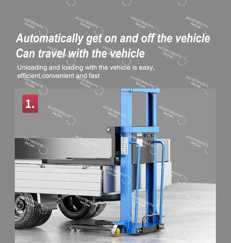 

1ton 1.6m High Quality Electric Self Loading Forklift Electric Pallet Stacker with Battery 48V 20Ah
