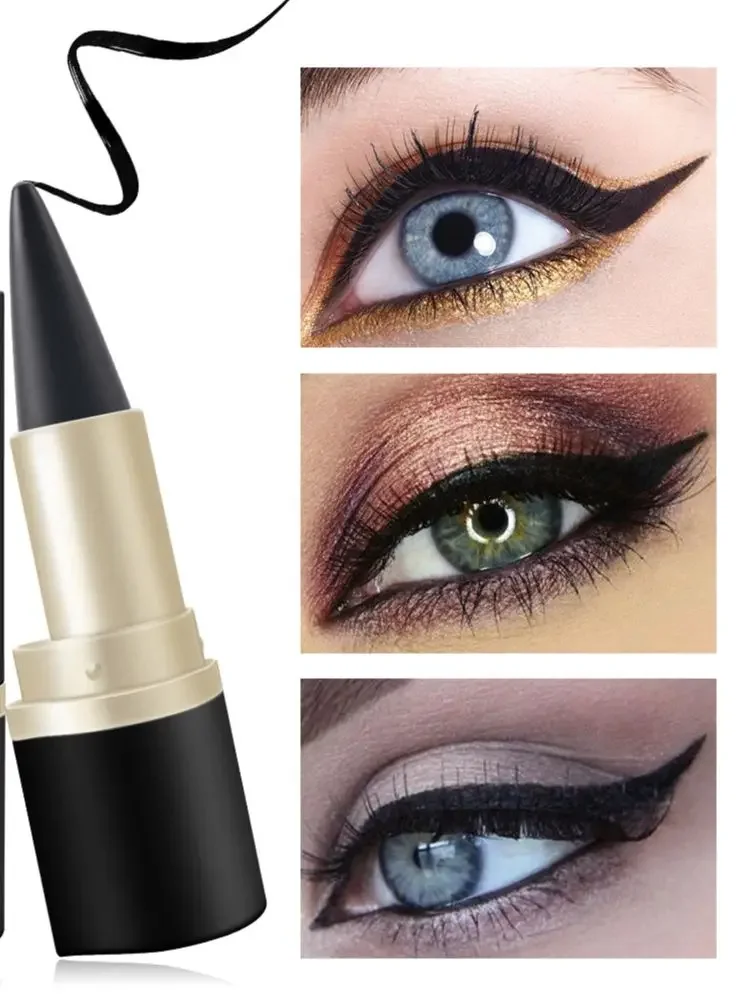 Black Eyeliner Pencil Waterproof Eye Enhancing Stick Solid Thick Gel Smooth 24 Hours Long Lasting Smoky Eye Liner Cosmetic Beaut