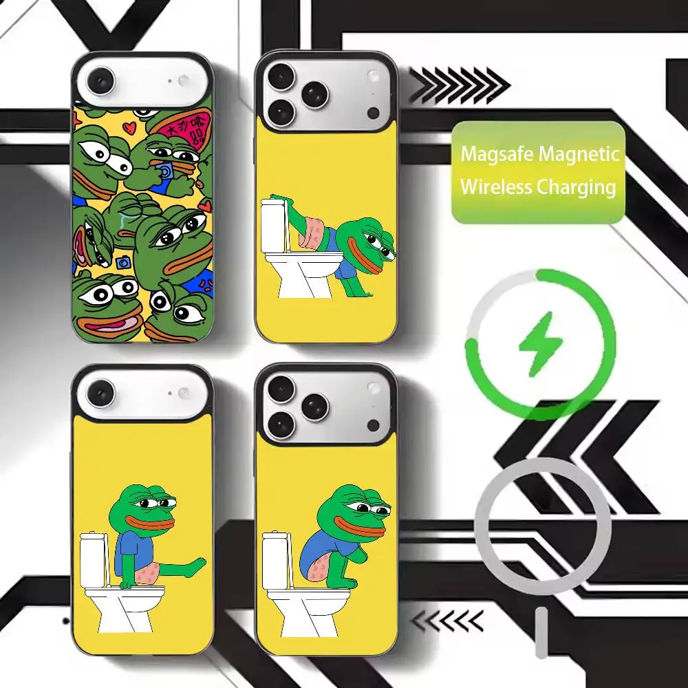

Funny P-Pepe Frog Sad Phone Case For iPhone17,16,15,14,13,12,11 Plus,Pro Max Magnetic For Magsafe Wireless Charging