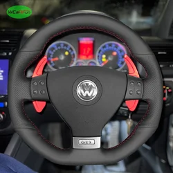 Customized DIY Leather Car Steering Wheel Cover For Volkswagen Golf 5 Mk5 GTI VW Golf 5 R32 Passat R GT 2005 Leather Braid