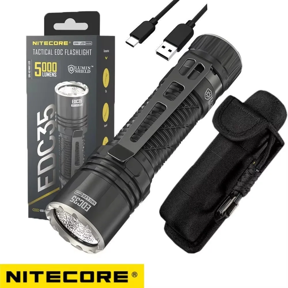 Nitecore EDC35 USB-C Перезаряжаемый светодиодный фонарик EDC 5000 люмен NiteLab UHi Светодиодный луч дальностью 550 метров Встроенный аккумулятор емкостью 6000 мАч