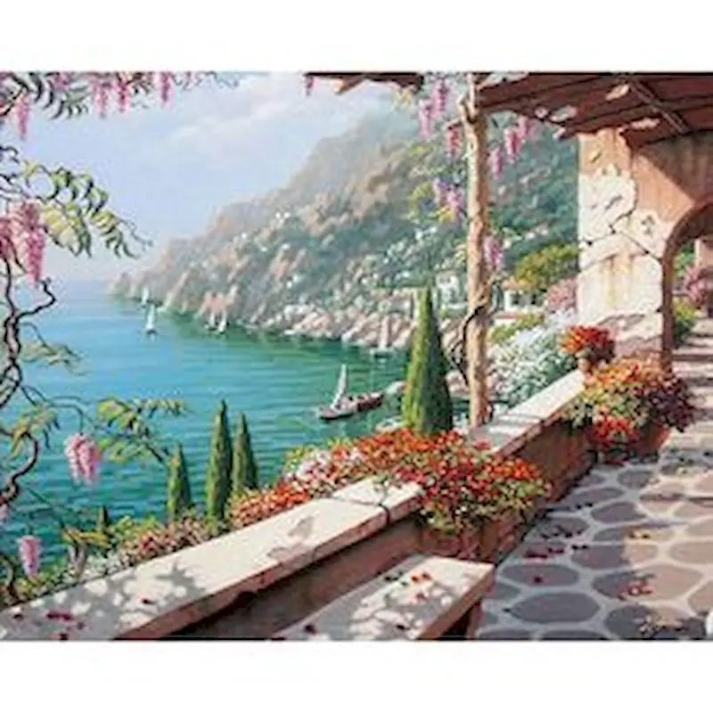 RUOPOTY Frame Diy Paint By Numbers Kits Beach For Adults Kits Landscape Acrylic Paint On Canvas With Numbers Diy Gift Wall Arts