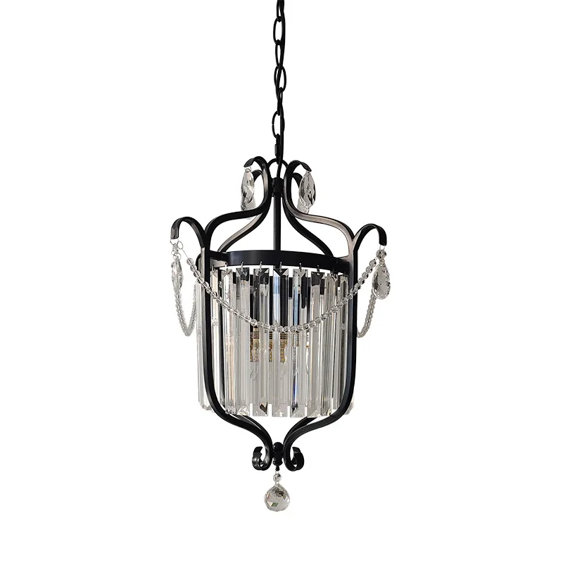 Wrought iron American restaurant crystal corridor aisle entrance light modern simple staircase small chandelier bedroom