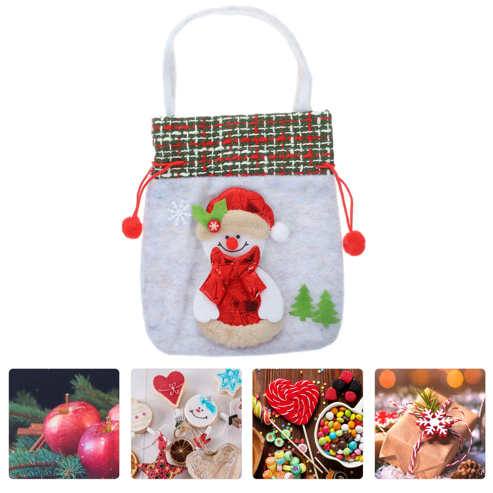 

Gift Bag Handheld Jewelry Pouch Portable Sundries Organizer Christmas Party Favor Bag Snowman Pattern Christmas Bags for Gifts