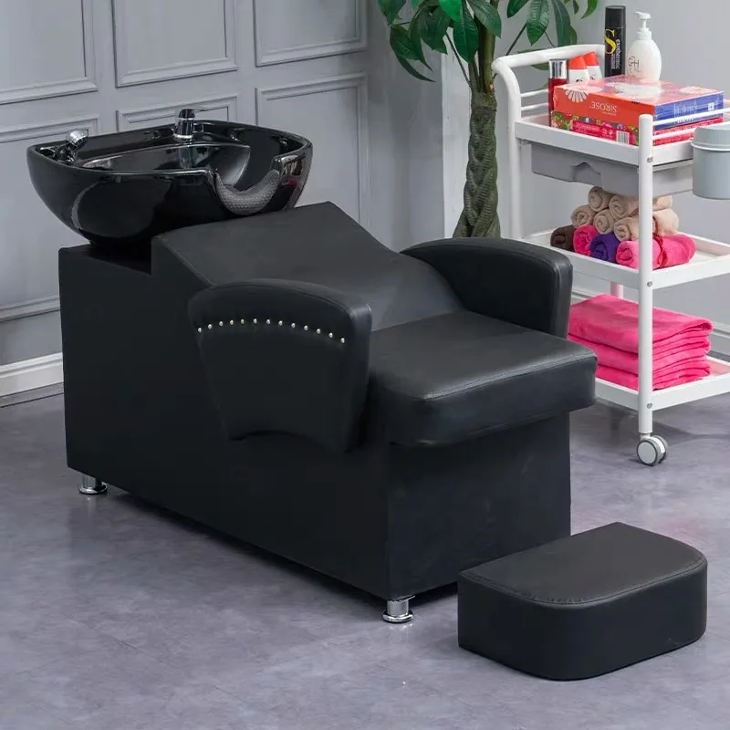 Black Simples Shampoo Chair Basin Professional Styling Stations Hairwash Bed Hair Salon Haar Wasch Liege Spa Furniture