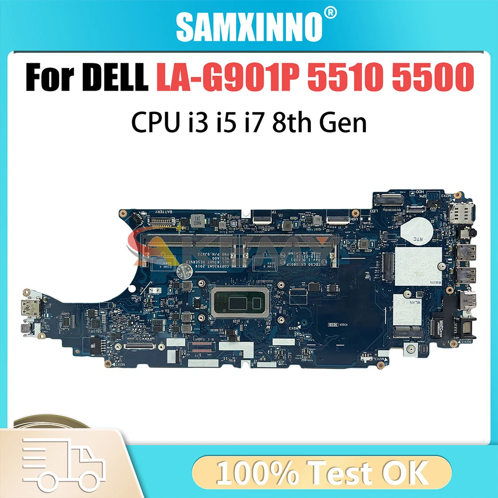 

For DELL Latitude 5500 Notebook Mainboard CN-0J16NW 0J16NW 09T2PH LA-G901P UMA SRF9Z i5-8365U EDC50 Laptop Motherboard Tested