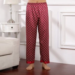 Silk Like Satin Bottoms Men's Summer Thin Plaid Pajama Pants Casual Trousers for Men Soft Comfortable PJ Home Pants pijama homme