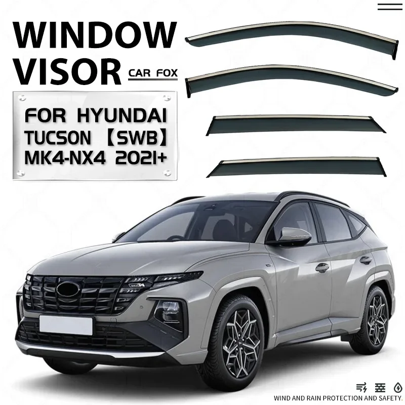 For Hyundai TUCSON  NX4 2021+ Short Wheelbase Window Visor Vent Shades Ventvisor Wind Deflectors Visors Rain Guard Shades Visor