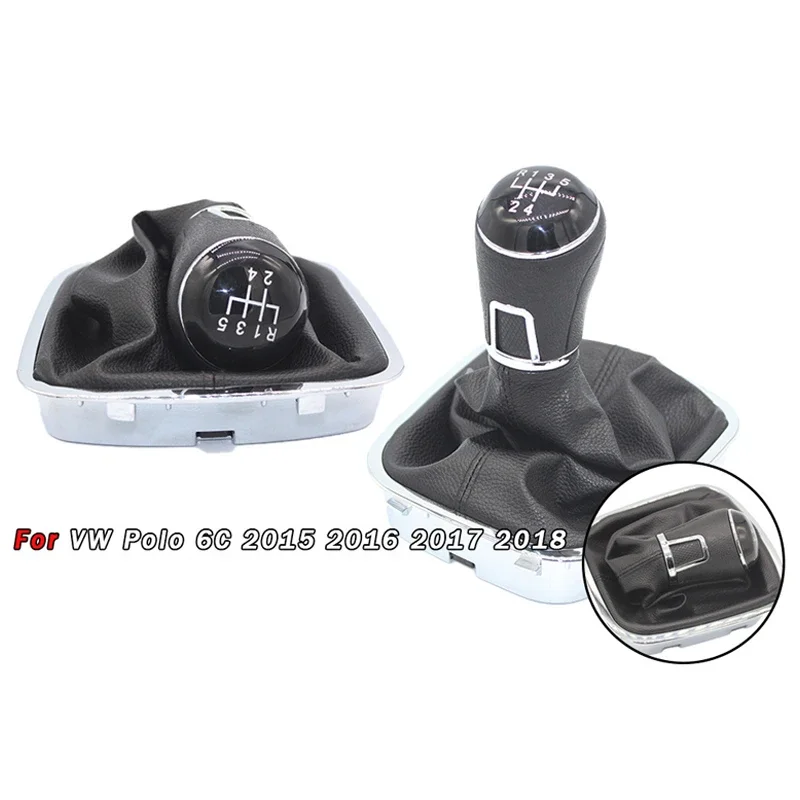 

5-Speed Gear Shift Knob & Dust Boot for Volkswagen VW POLO 2015-2018 - Car Transmission Shifter Handle, Durable Auto Accessories