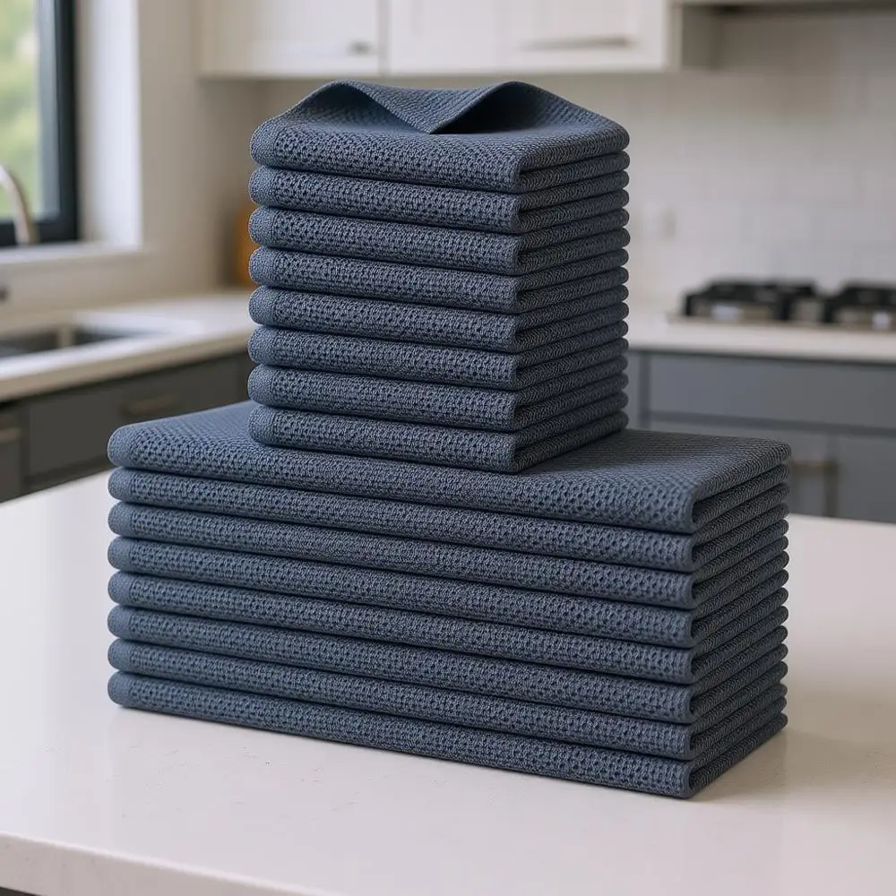 

Хлопковые кухонные полотенца и тряпки для мытья посуды, 12x12 и 13x28 дюймов, набор из 16 предметов, ультрамягкие, впитывающие, для мытья посуды, серые