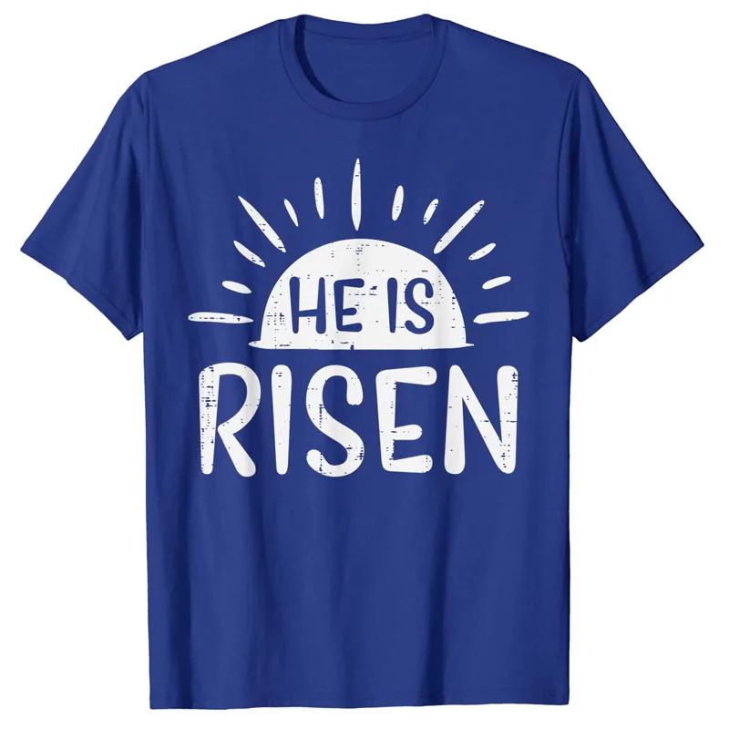 He Is Risen - Christian Easter Jesus T-Shirt Easter Day Funny Tee Sun Resurrection Men Women Kids Outfits Short Sleeve Blouses