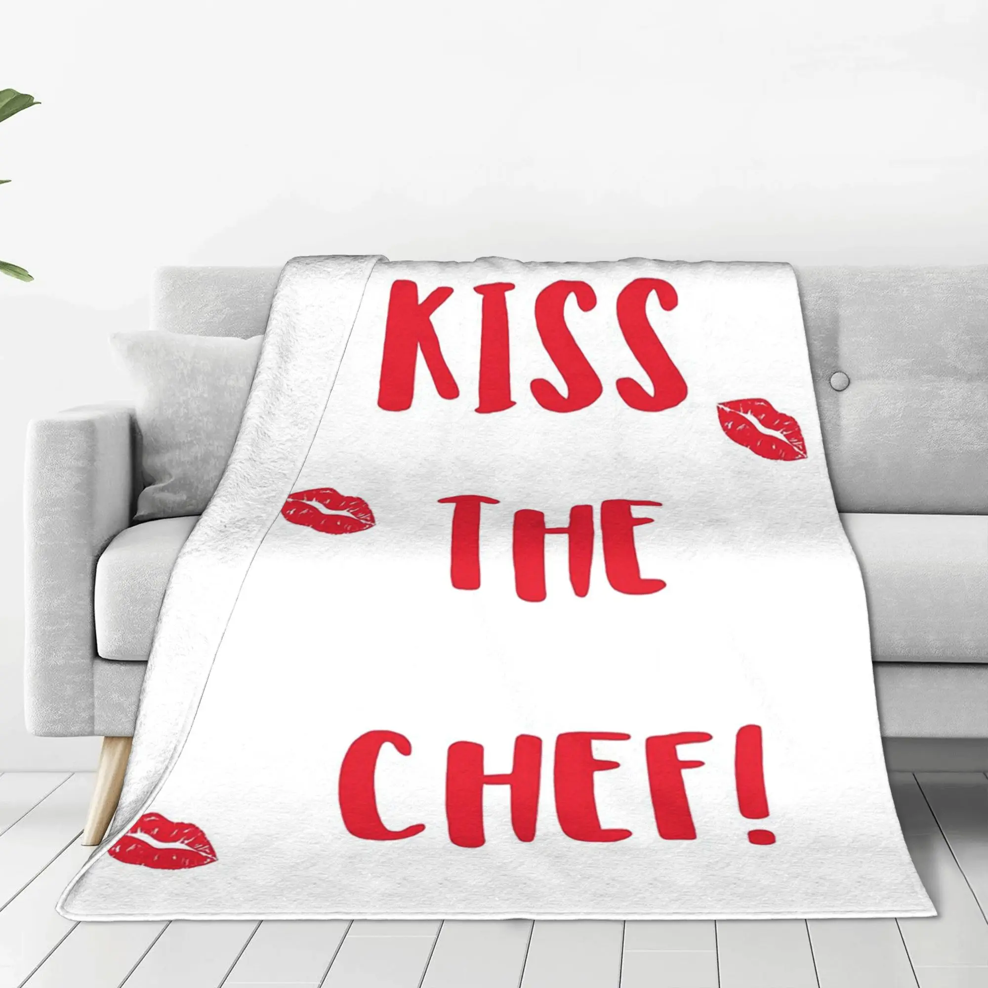 Kiss the Chef Blankets Super Soft Fleece Sofa Throw Blanket for Home Bedroom Office Throws Bedspread Quilt