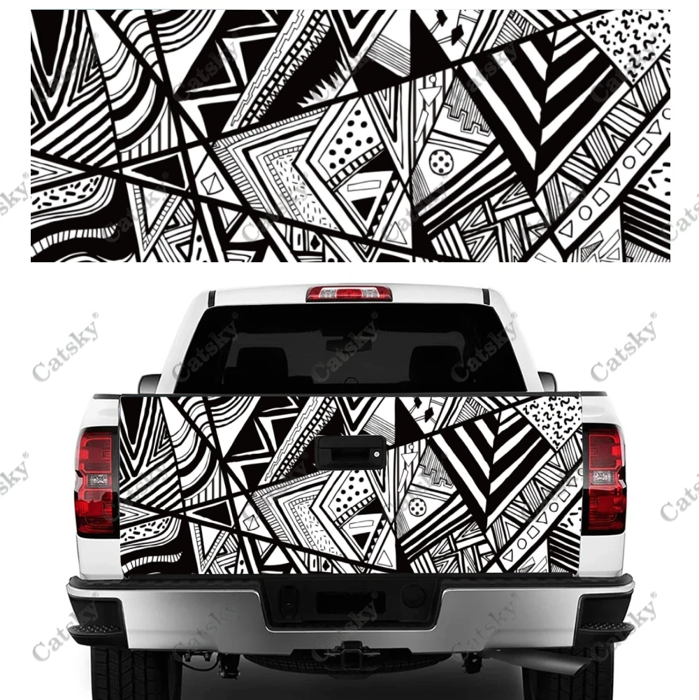 Black and White Checkerboard Car Tail Trunk Protect Vinly Wrap Sticker Decal Hood Decor Engine Cover for SUV Off-road Pickup