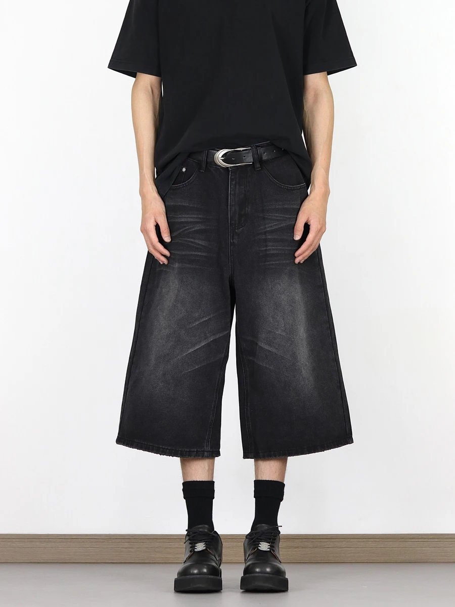 

Beemn American Retro Washed Straight Leg Jeans Shorts Men Trendy Brand Handsome High-End Feeling Seven-Five Pants