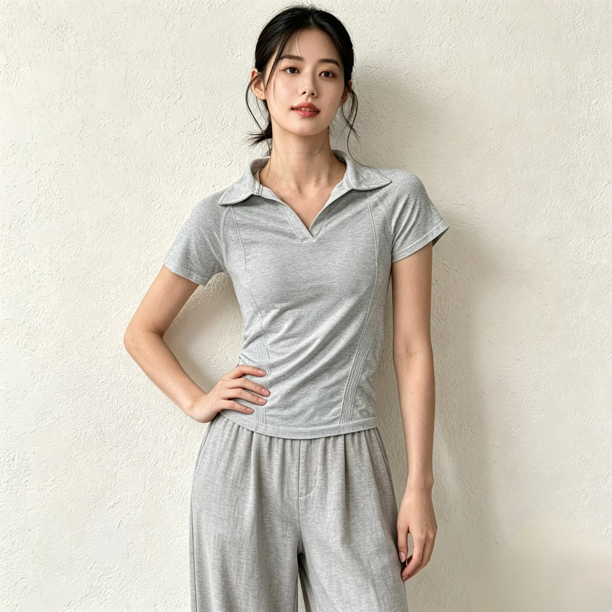 Damen Sommer Poloshirt mit Umlegekragen, schnelltrocknend, atmungsaktiv, Tennis-T-Shirt, für Outdoor-Sport, Pilates, Laufen. – Detail 6