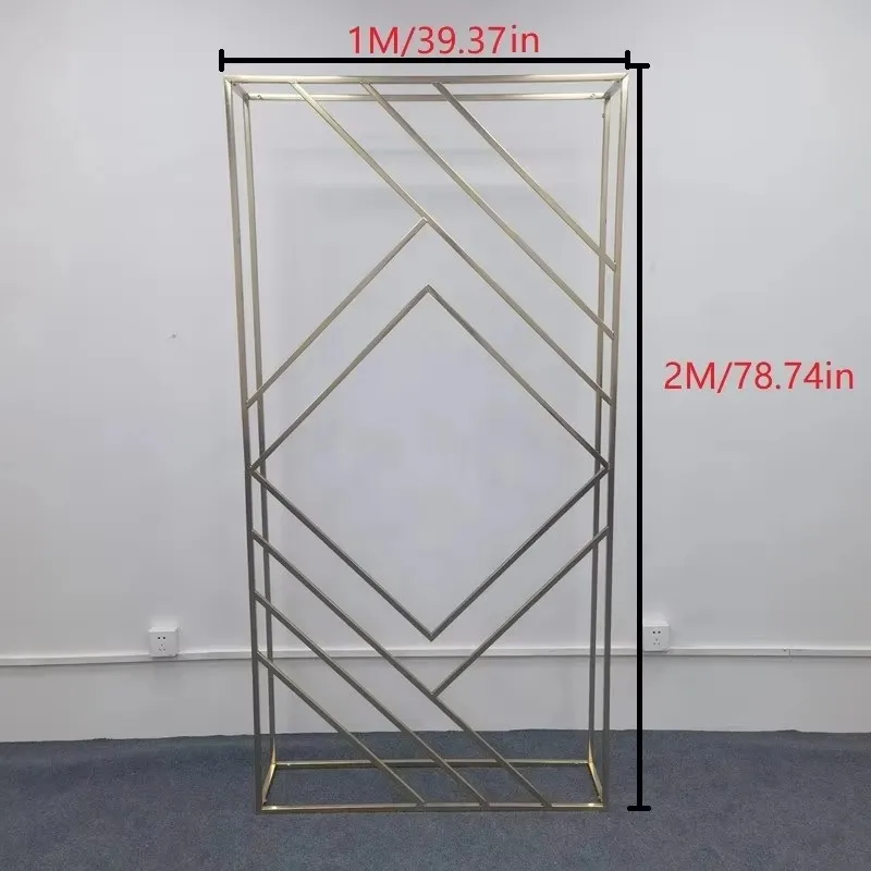 Gold-Plated Iron Square Screen Shelf, Wedding Arch, Geometric Frame, Flower Stand, Party Supplies, Banquet Backdrop Display Prop