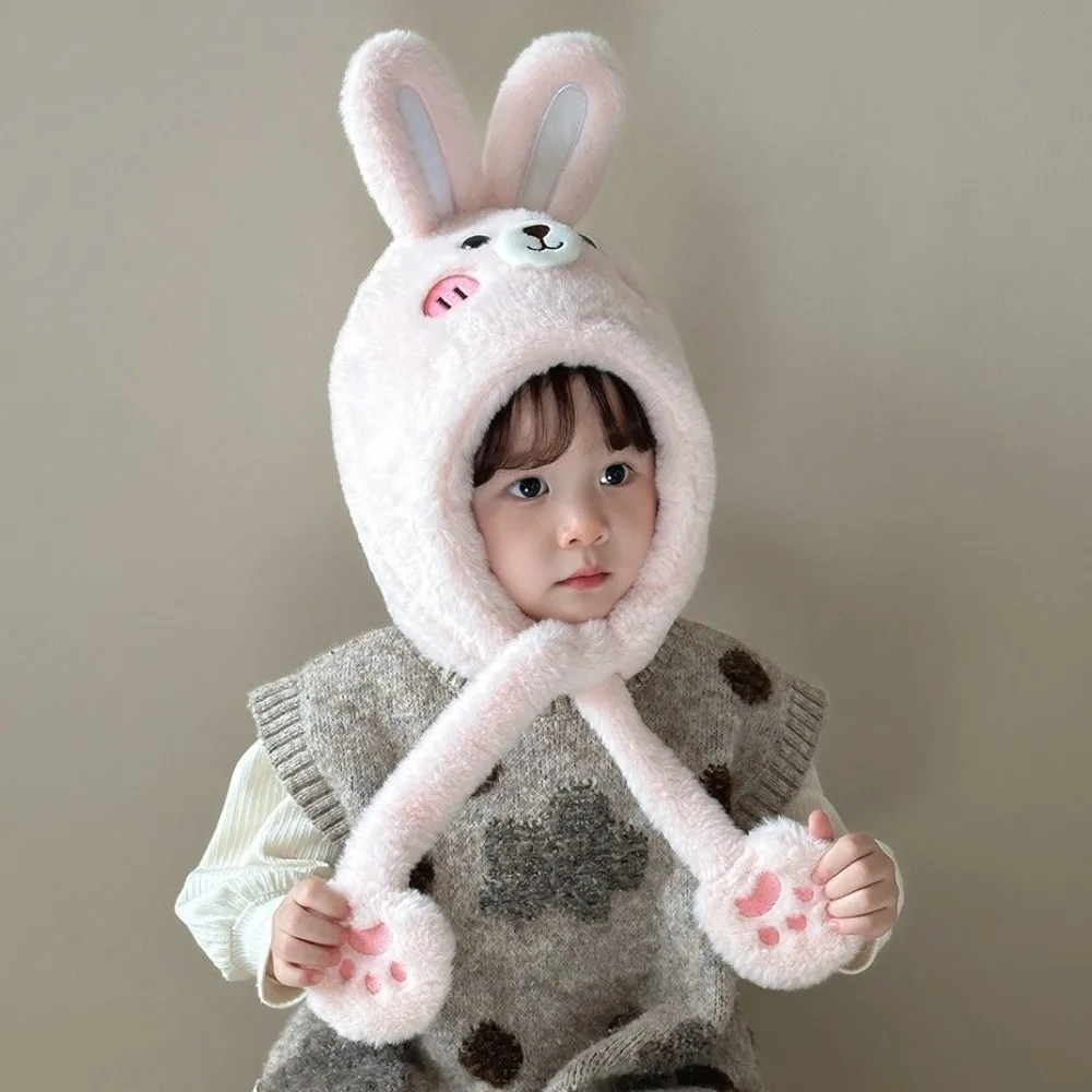 

Kawaii Baby Ear Protection Hat Lamb Coldproof Capybara Hooded Scarf Thickened Creative Children's Pullover Cap Autumn and Winter