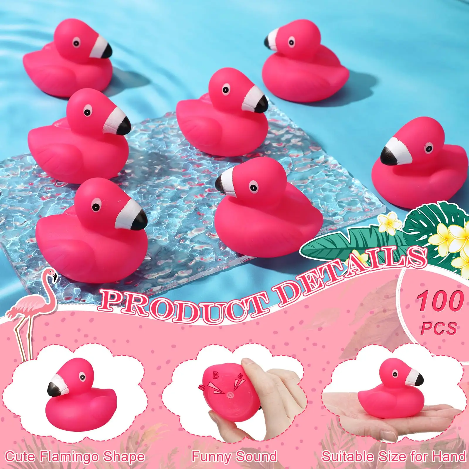 Flamingo Rubber Duck Bulk Pink Flamingo Bath Toy Float Squeak Flamingo Toy Seasonal Holiday Rubber Duck for Baby Shower Party