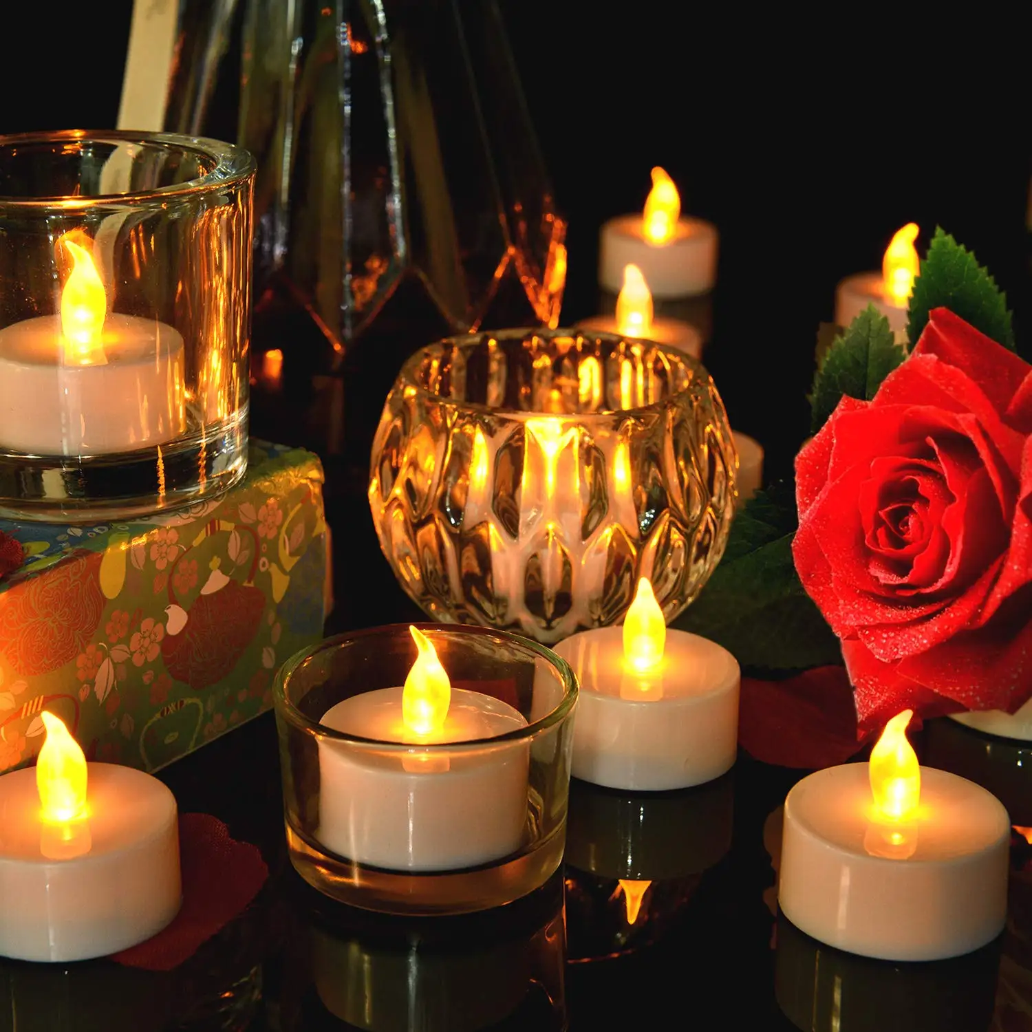 Flameless Tealight Candles 12/24Pcs Batteries Included  Flickering Bright Warm White or Yellow Light Realistic Led Tea Lights image 6