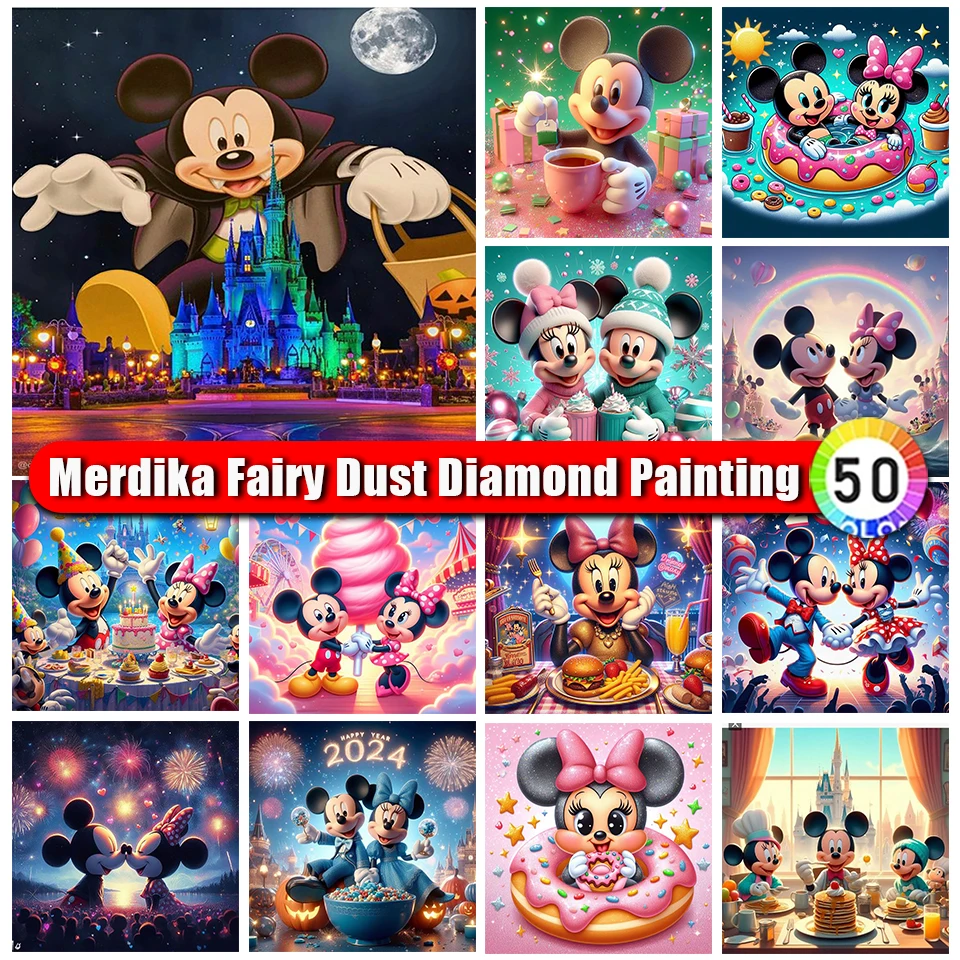 

Picture Size Fairy Dust Diamond Painting Disney Cross Stitch Embroidery Mickey Mouse Full Square Round Mosaic Wall Art New 2024