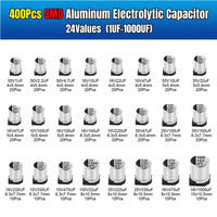 400PCS capacitor kit Aluminum Electrolytic SMD condensadores electrolíticos 1uF~1000uF 6.3V-50V 24Value with box kit de reparac