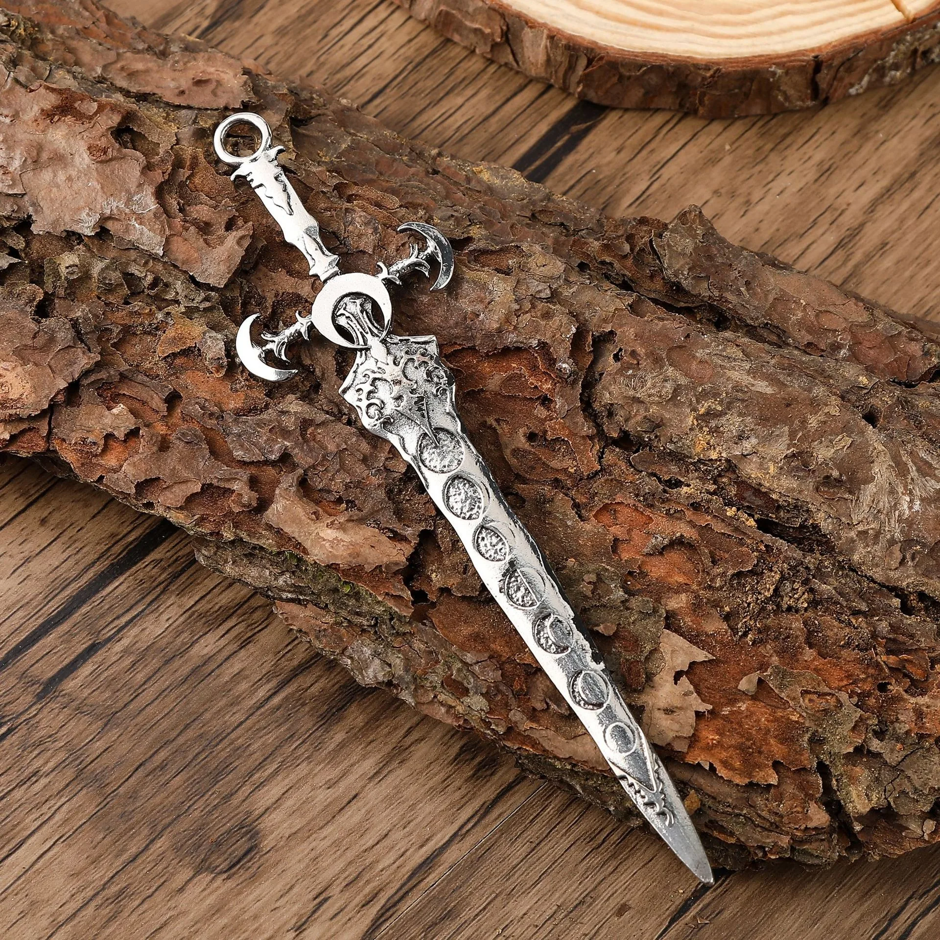 Image of Punk Persönlichkeit Retro Viking Sonne Mond Schwert frauen Haar Haarnadel Nische Mode Täglichen Haar Haarnadel Alten Stil Kleidung Spiel