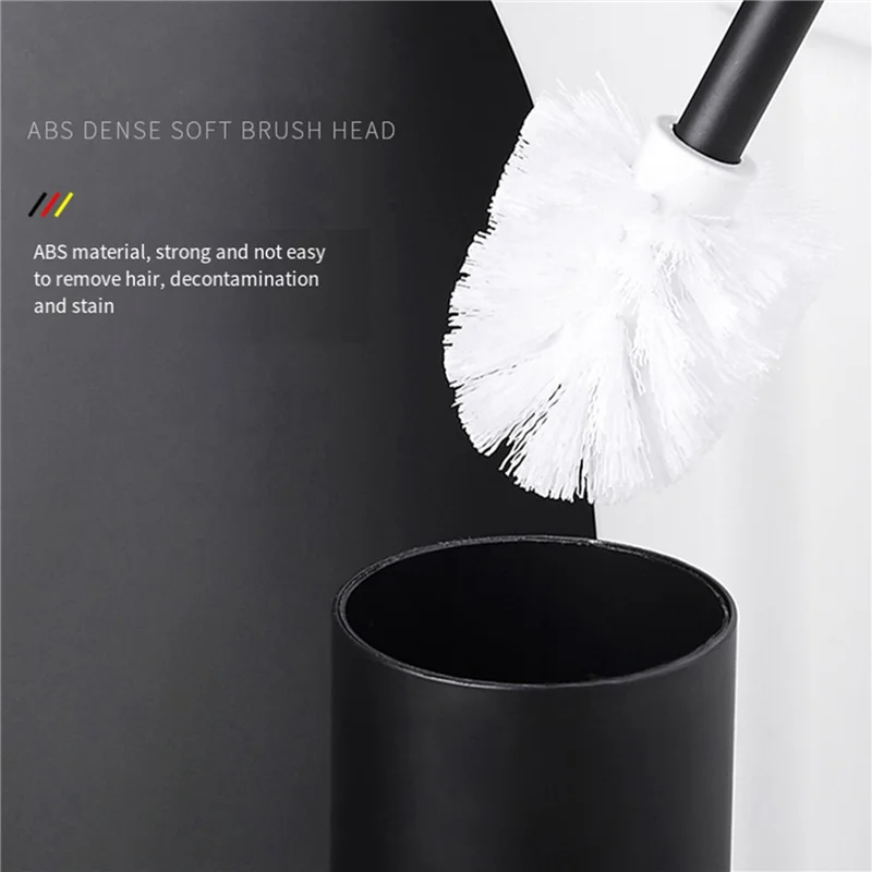 AT05-2X فرشاة المرحاض الألومنيوم وحامل مجموعة فرشاة تنظيف الحمام المنزلية لملحقات تنظيف أرضية الحمام-أسود