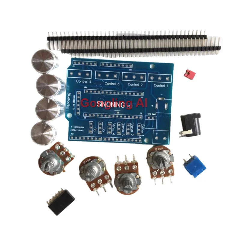 Image 5: Contrôleur de servo à 4 canaux avec bouton, carte de commande, potentiomètre MG996R SG90, kit de bricolage pour robot programmable Arduino