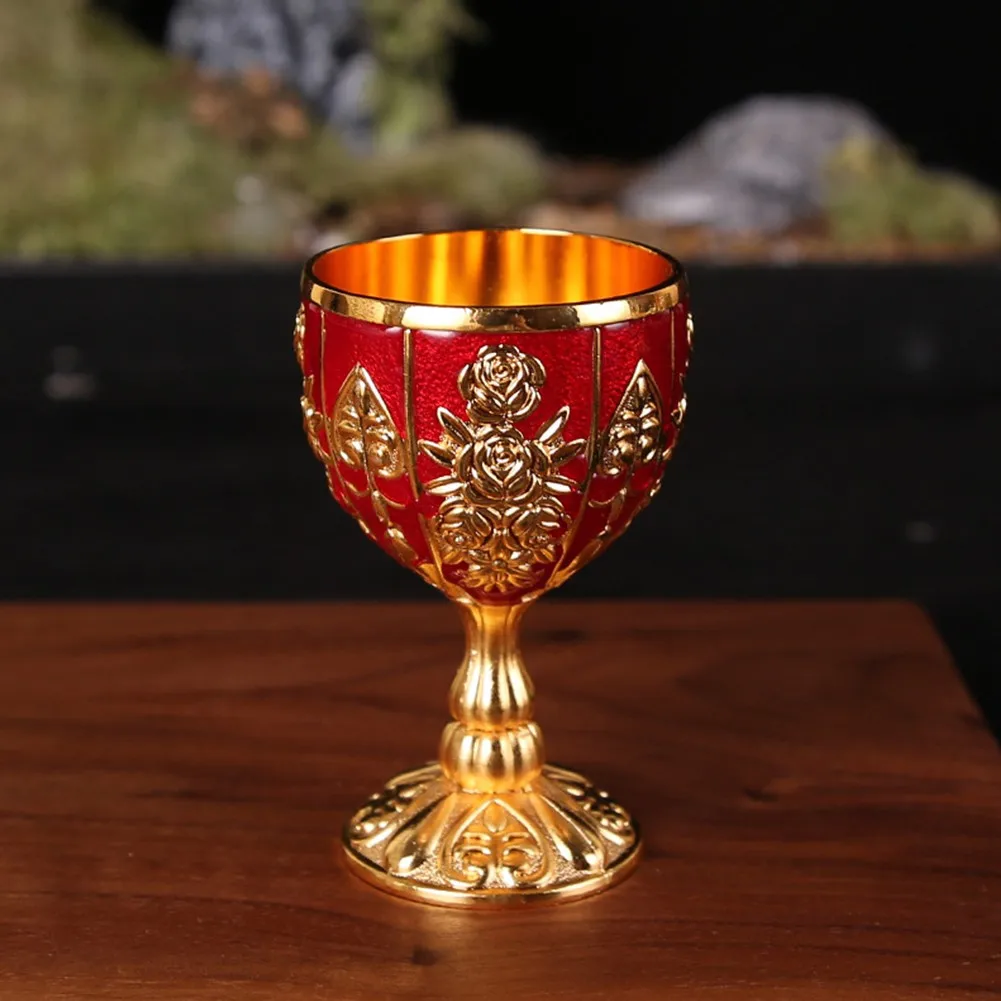 ~30/40ML Retro Wine `Cup Aluminum Alloy `Fake Antique `Carved Goblet Vintage `Spirit Vodka Champagne` Dinnerware Bar `Home Decor