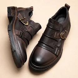 Vintage Mens Formal Shoes Luxury Genuine Leather Autumn Designer Handmade Quality Comfortable Casual Business Social Shoes Man