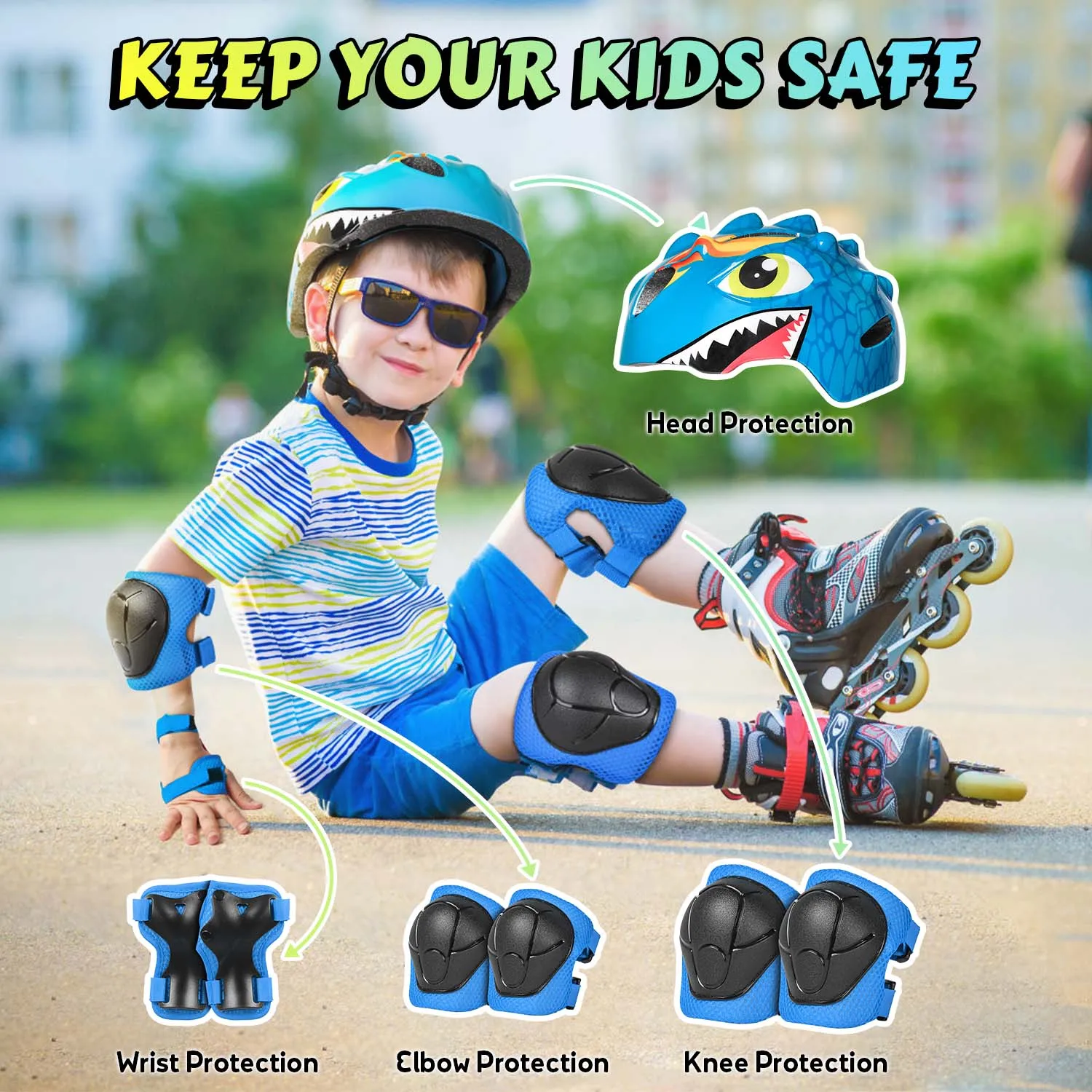 VICTGOAL Kids Bicycle Helmet Cycling Guard Knee Elbow Pads Protective Gear Children Sports Safety for Balance Bike Skateboard