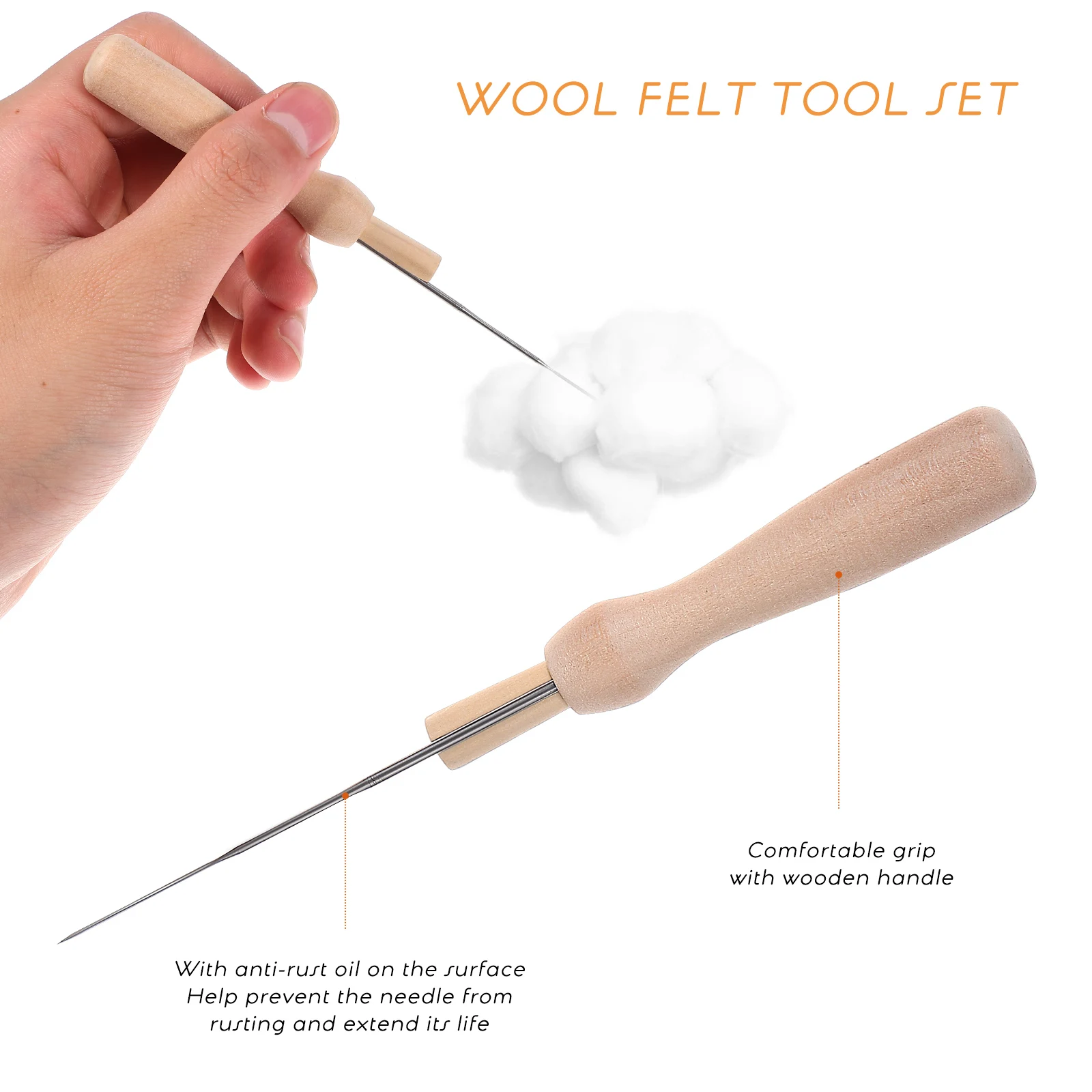 

Wool Felt Tool Set Felting Needles Kit Beginners Crafting Tools Iron Wood Handle Non Woven Fabrics Yarn Cloth Sewing Supplies