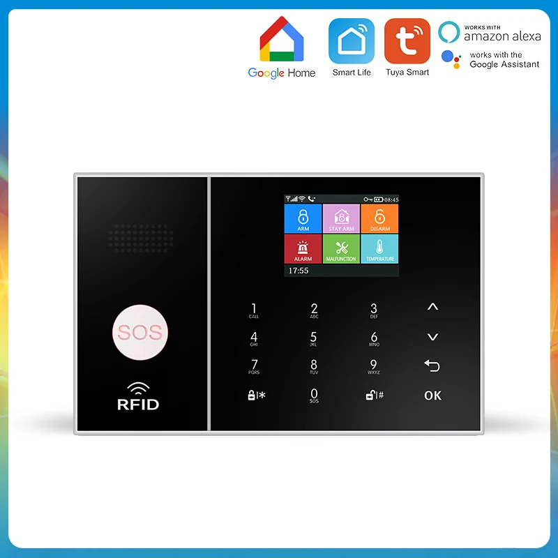 Tuya Wireless Wifi GSM Home Burglar Security Alarm System 433MHz Smart Life Alexa Google Apps Control With Sensor Detector RFID