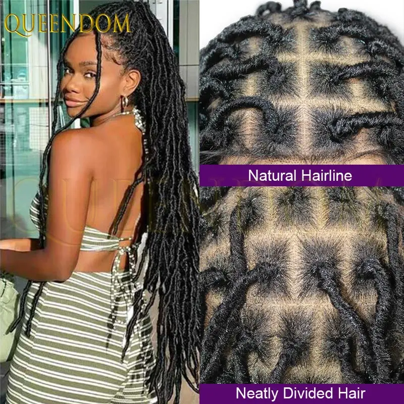 

40" Butterfly Locs Synthetic Wig Full Lace Frontal 360 for Black Women Soft Braided Senegalese Twist Hair Style