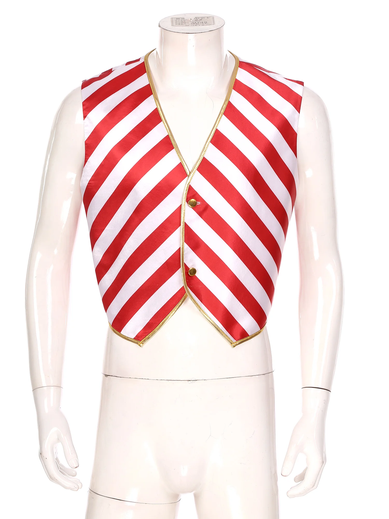 Heren Kerst Kerstman Kostuums Candy Cane Rode Witte Streep Vest Tops Xmas Nieuwjaar Feest Pak Vest Jas