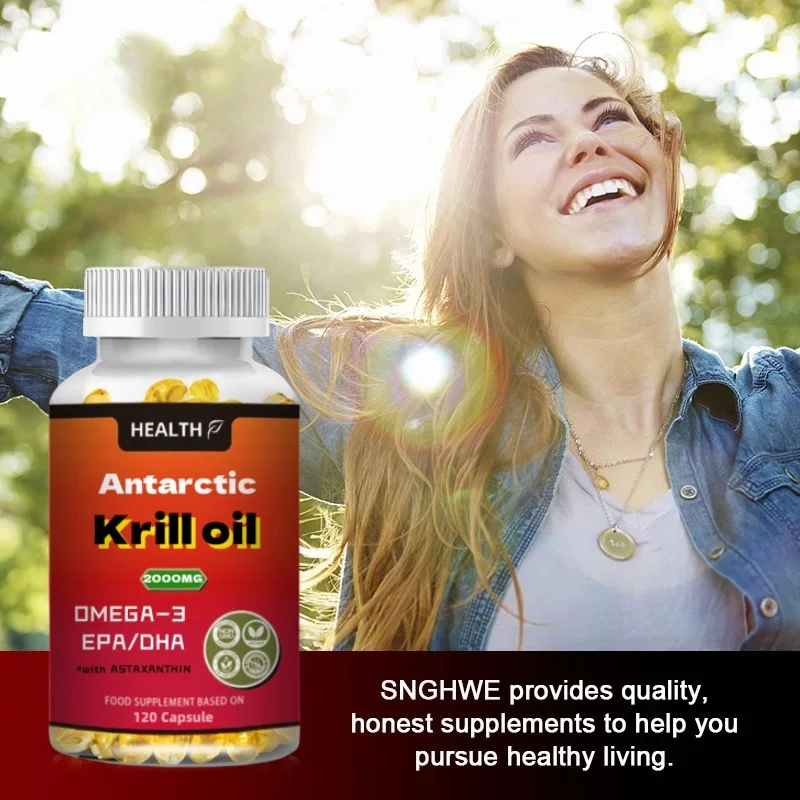 Antarctic Krill Oil Omega 3 Softgels 2000mg,with Phospholipids, Choline & Astaxanthin Sustainably Sourced, Non-GMO Verified