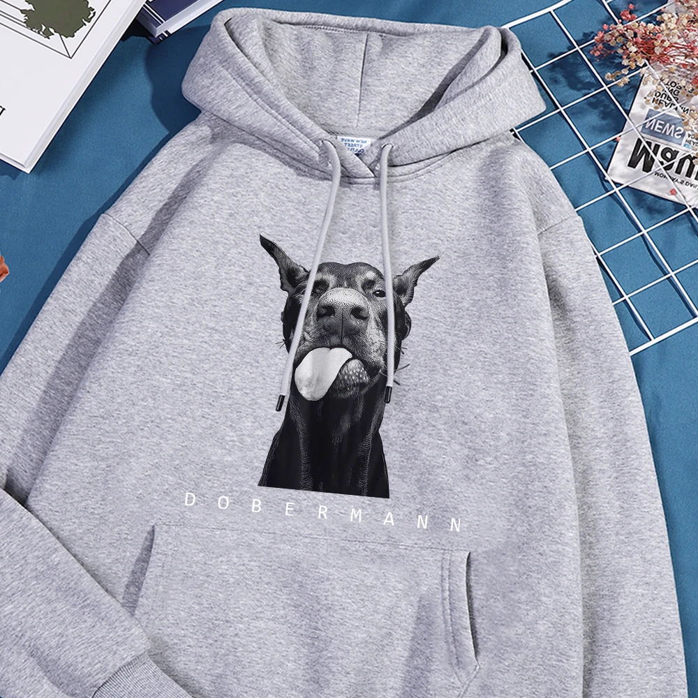 Doberman Printing Man Hoodie Vintage Warm Hoodie Casual Fit Hoody Simple Big Size Sportswear Female