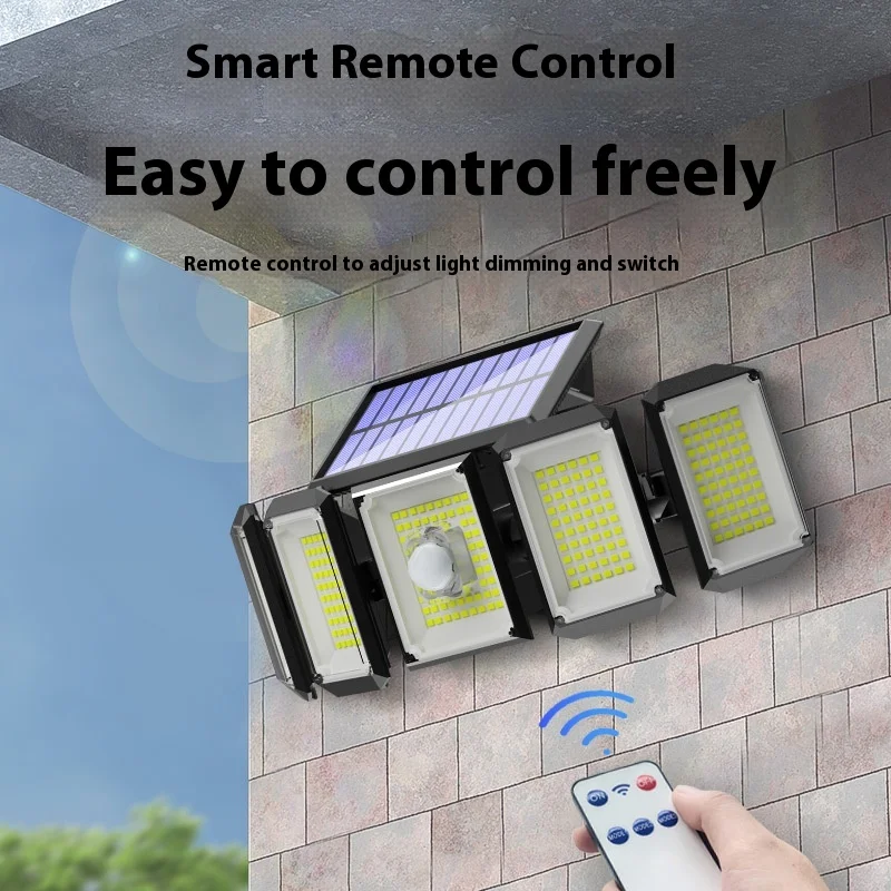 Solar Wall Lamp Five-Head Rotating Outdoor Human-Sensing Light For Courtyard Use Waterproof Light For Fence Road Illumination