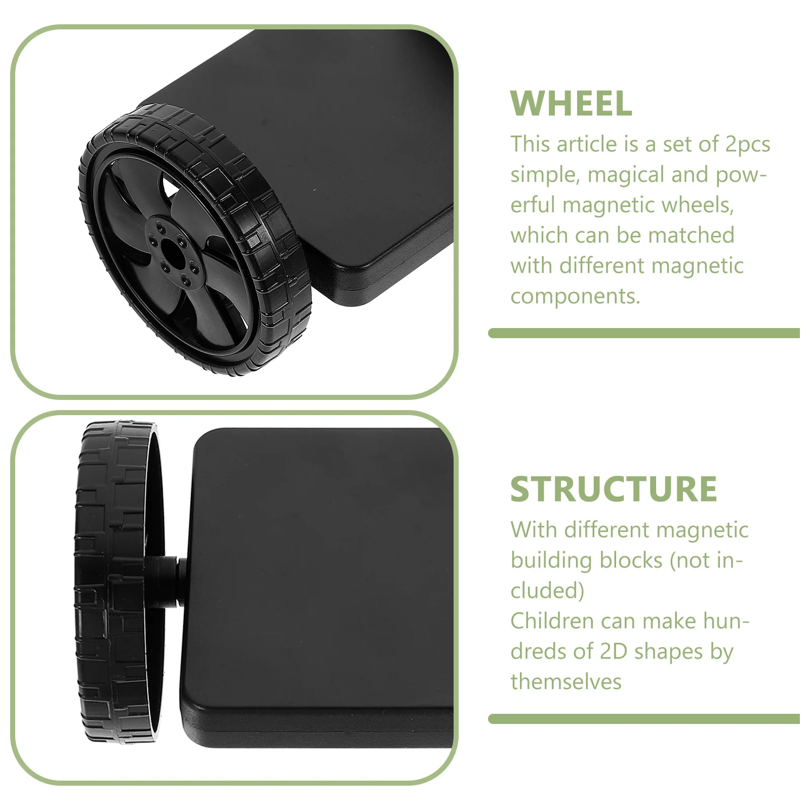 Juguete de rueda magnética para niños, 2 piezas, ruedas de construcción magnéticas para niños pequeños, juego creativo, regalo para el desarrollo del cerebro